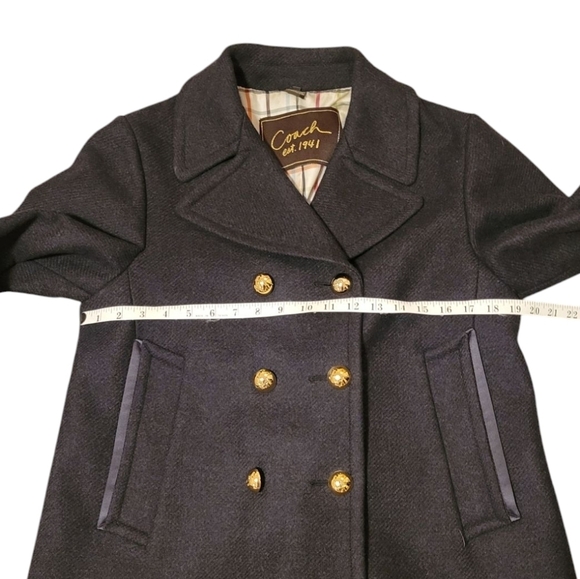 Coach 1941 Double Breasted Wool Pea Coat Women's Size 10 Black w/ Gold Buttons - Picture 6 of 12